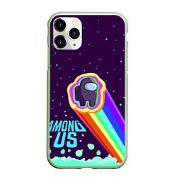 Чехол iPhone 11 Pro матовый AMONG US neon rainbow