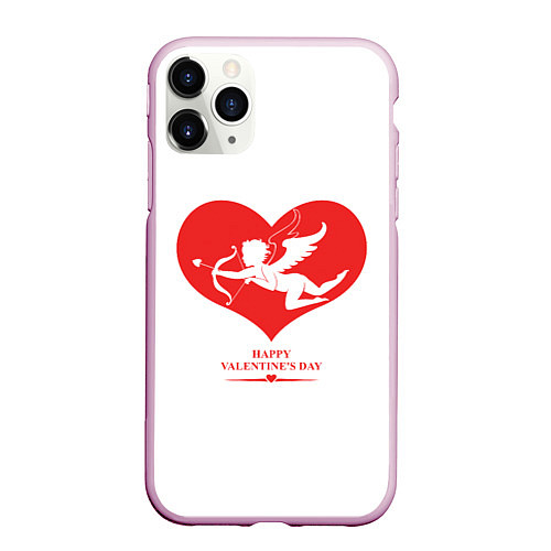 Чехол iPhone 11 Pro матовый Happy Valentines Day / 3D-Розовый – фото 1