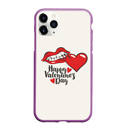 Чехол iPhone 11 Pro матовый Happy Valentines Day, цвет: 3D-фиолетовый