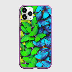 Чехол iPhone 11 Pro матовый Радужные бабочки, цвет: 3D-фиолетовый
