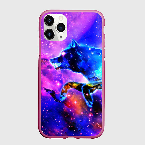 Чехол iPhone 11 Pro матовый Волки / 3D-Малиновый – фото 1