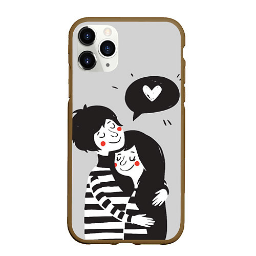 Чехол iPhone 11 Pro матовый Любовь / 3D-Коричневый – фото 1