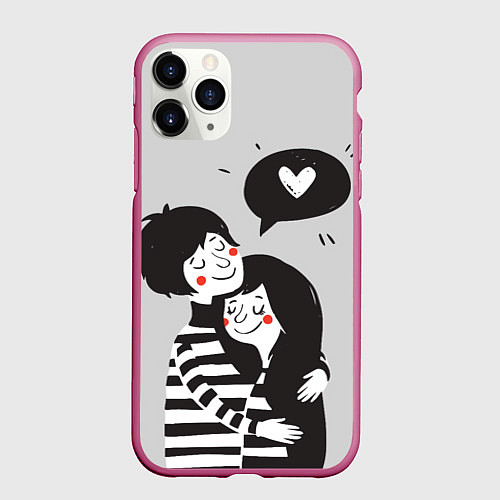 Чехол iPhone 11 Pro матовый Любовь / 3D-Малиновый – фото 1