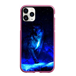 Чехол iPhone 11 Pro матовый Dark Wolf, цвет: 3D-малиновый