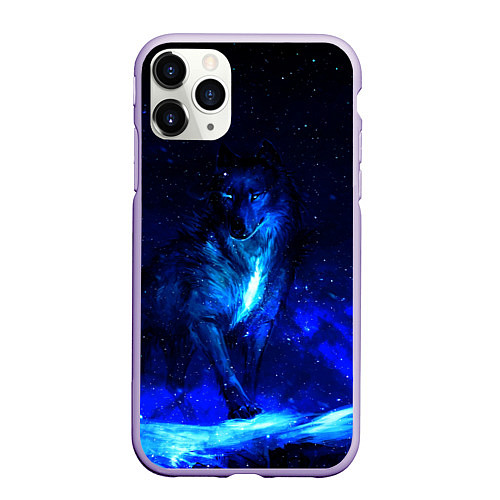 Чехол iPhone 11 Pro матовый Dark Wolf / 3D-Светло-сиреневый – фото 1