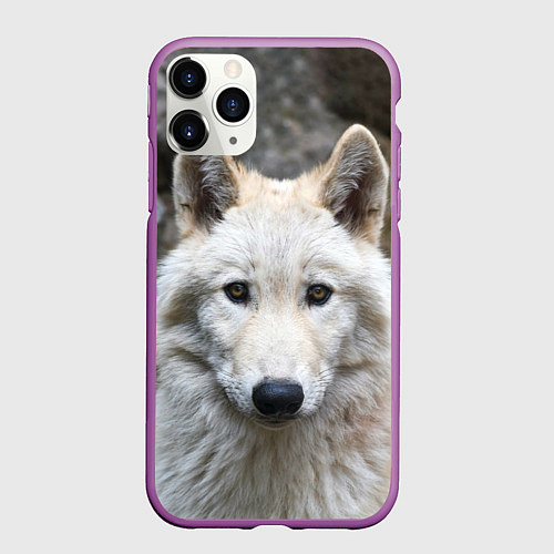 Чехол iPhone 11 Pro матовый Волк / 3D-Фиолетовый – фото 1