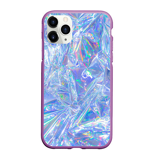 Чехол iPhone 11 Pro матовый 3d ice glitch / 3D-Фиолетовый – фото 1