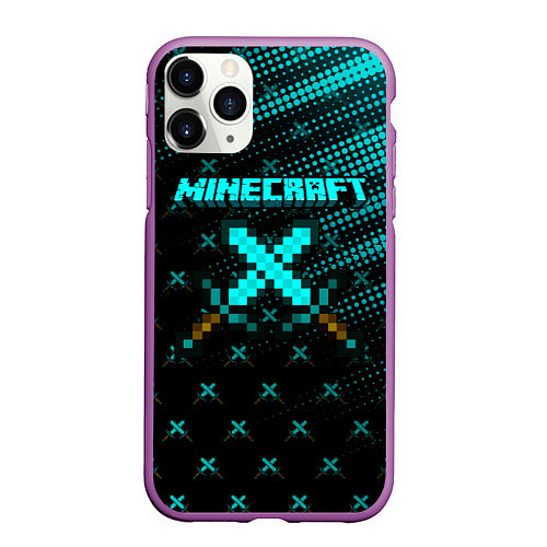 Чехол iPhone 11 Pro матовый Minecraft / 3D-Фиолетовый – фото 1