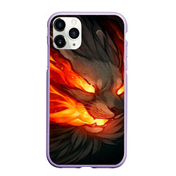 Чехол iPhone 11 Pro матовый Пламенный лев Inferno, цвет: 3D-светло-сиреневый