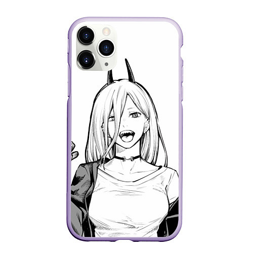 Чехол iPhone 11 Pro матовый Black and White Anime / 3D-Светло-сиреневый – фото 1