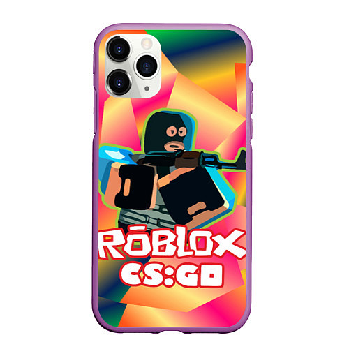 Чехол iPhone 11 Pro матовый CS:GO Roblox / 3D-Фиолетовый – фото 1