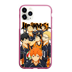 Чехол iPhone 11 Pro матовый ВОЛЕЙБОЛ!! HAIKYUU!!, цвет: 3D-малиновый