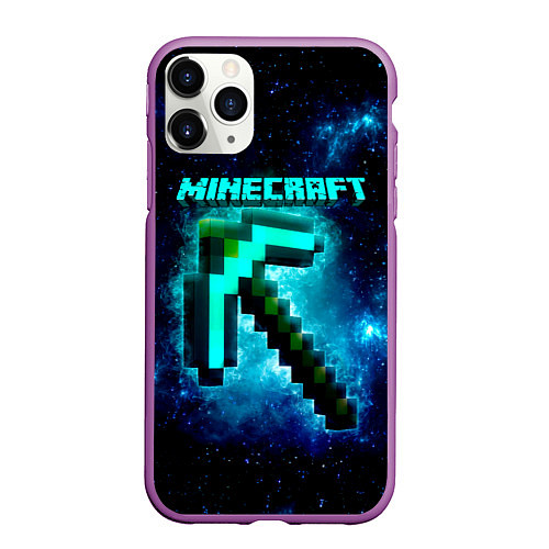 Чехол iPhone 11 Pro матовый Minecraft / 3D-Фиолетовый – фото 1