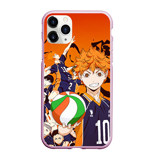 Чехол iPhone 11 Pro матовый ВОЛЕЙБОЛ!! HAIKYUU!! / 3D-Розовый – фото 1