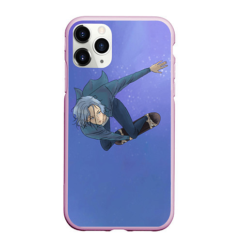 Чехол iPhone 11 Pro матовый На скейте в бесконечность / 3D-Розовый – фото 1