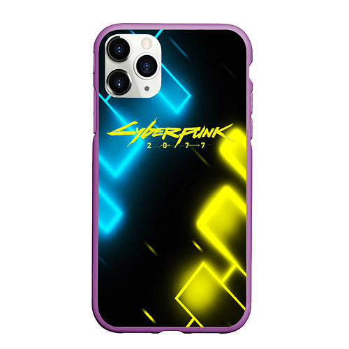 Чехол iPhone 11 Pro матовый CYBERPUNK2077 КИБЕРПАНК / 3D-Фиолетовый – фото 1