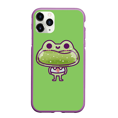Чехол iPhone 11 Pro матовый Стеклянная лягушка / 3D-Фиолетовый – фото 1