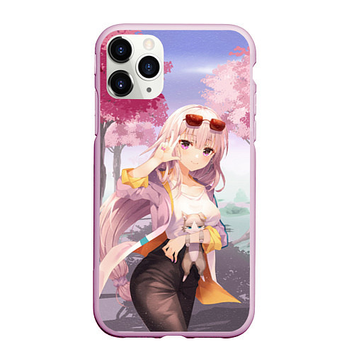 Чехол iPhone 11 Pro матовый Эмилия и Пак / 3D-Розовый – фото 1