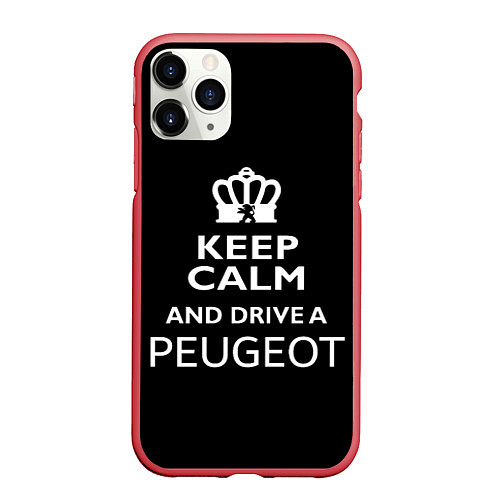 Чехол iPhone 11 Pro матовый Drive a Peugeot! / 3D-Красный – фото 1