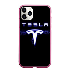 Чехол iPhone 11 Pro матовый TESLA, цвет: 3D-малиновый