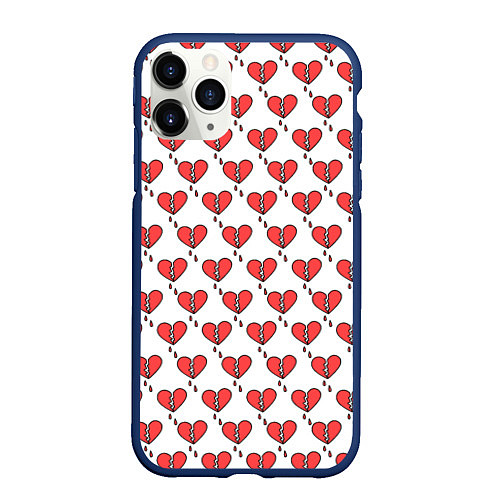 Чехол iPhone 11 Pro матовый Разбитое Сердце / 3D-Тёмно-синий – фото 1