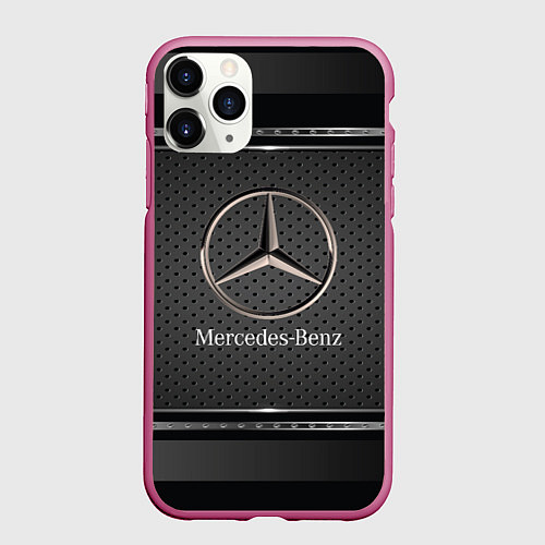 Чехол iPhone 11 Pro матовый MERCEDES BENZ МЕРСЕДЕС БЕНЗ / 3D-Малиновый – фото 1
