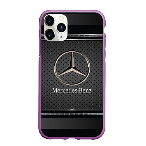 Чехол iPhone 11 Pro матовый MERCEDES BENZ МЕРСЕДЕС БЕНЗ / 3D-Фиолетовый – фото 1