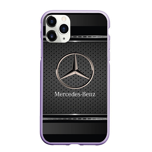 Чехол iPhone 11 Pro матовый MERCEDES BENZ МЕРСЕДЕС БЕНЗ / 3D-Светло-сиреневый – фото 1