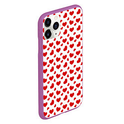 Чехол iPhone 11 Pro матовый Сердечки, цвет: 3D-фиолетовый — фото 2