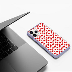 Чехол iPhone 11 Pro матовый Сердечки, цвет: 3D-светло-сиреневый — фото 2