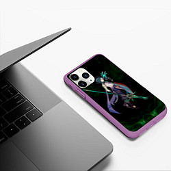 Чехол iPhone 11 Pro матовый Genshin Impact - Xiao, цвет: 3D-фиолетовый — фото 2