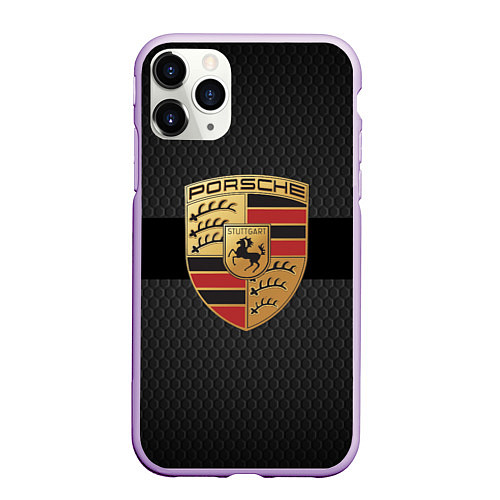 Чехол iPhone 11 Pro матовый PORSCHE ПОРШ / 3D-Сиреневый – фото 1