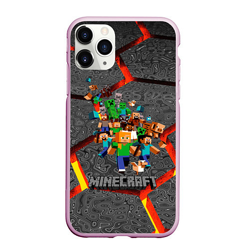 Чехол iPhone 11 Pro матовый MINECRAFT МАНКРАФТ / 3D-Розовый – фото 1