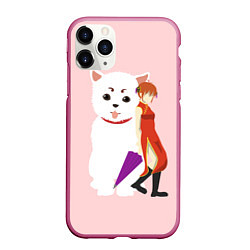 Чехол iPhone 11 Pro матовый Gintama Гинтама, цвет: 3D-малиновый