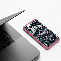 Чехол iPhone 11 Pro матовый Cyber Demon, цвет: 3D-малиновый — фото 2