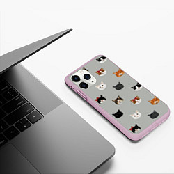 Чехол iPhone 11 Pro матовый Кошечки, цвет: 3D-розовый — фото 2