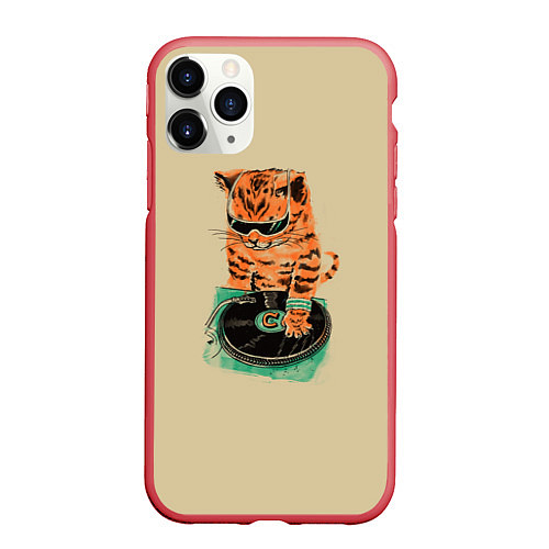 Чехол iPhone 11 Pro матовый Cat DJ / 3D-Красный – фото 1