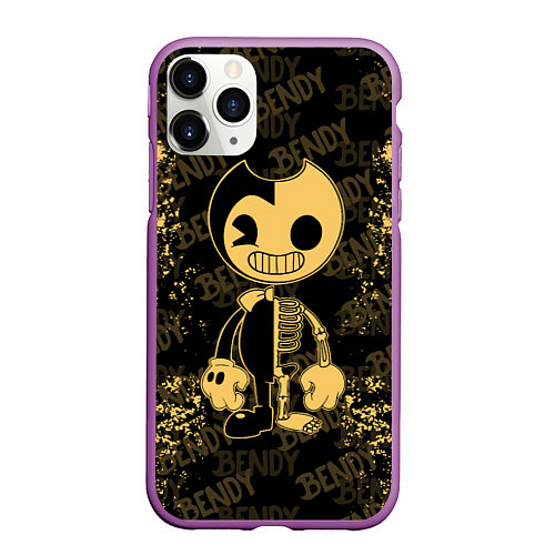 Чехол iPhone 11 Pro матовый Bendy And The Ink Machine краска / 3D-Фиолетовый – фото 1