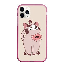 Чехол iPhone 11 Pro матовый Pop Cat, цвет: 3D-малиновый