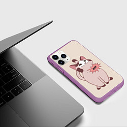 Чехол iPhone 11 Pro матовый Pop Cat, цвет: 3D-фиолетовый — фото 2