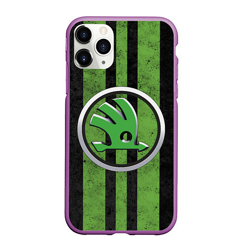 Чехол iPhone 11 Pro матовый Skoda Green Logo Z / 3D-Фиолетовый – фото 1