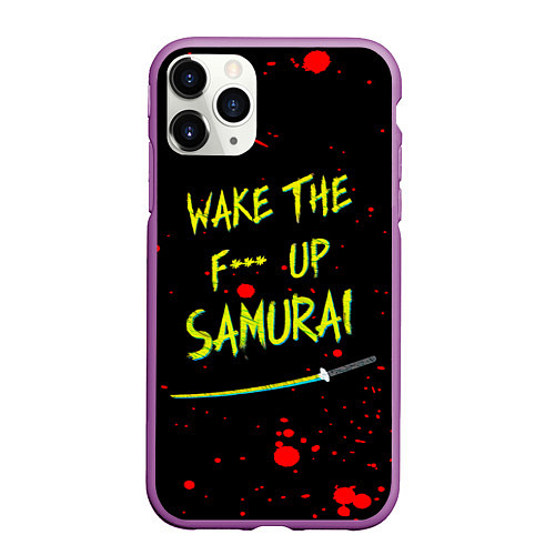 Чехол iPhone 11 Pro матовый WAKE THE F*** UP SAMURAI / 3D-Фиолетовый – фото 1