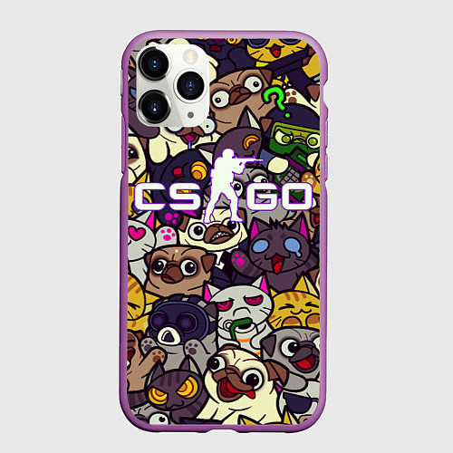 Чехол iPhone 11 Pro матовый CS:GO - Paw Paw Лапки / 3D-Фиолетовый – фото 1