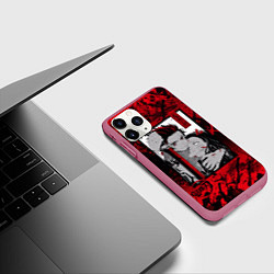 Чехол iPhone 11 Pro матовый Клинок рассекающий демонов, цвет: 3D-малиновый — фото 2
