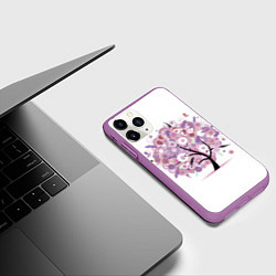 Чехол iPhone 11 Pro матовый Цветочное Дерево, цвет: 3D-фиолетовый — фото 2