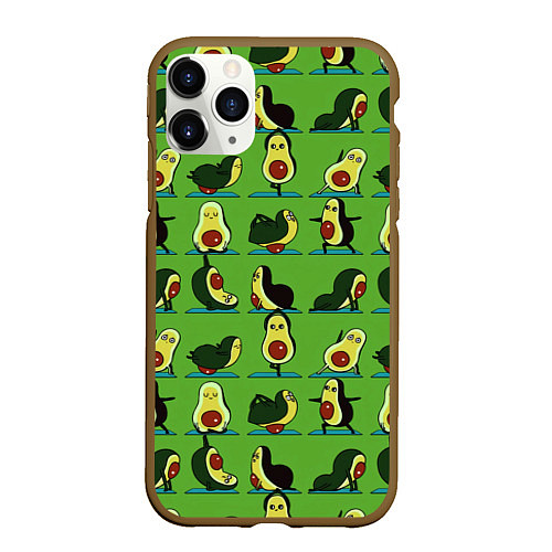 Чехол iPhone 11 Pro матовый Авокадо Зарядка / 3D-Коричневый – фото 1