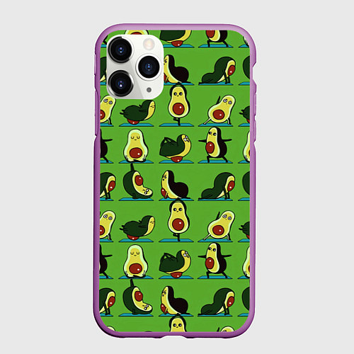 Чехол iPhone 11 Pro матовый Авокадо Зарядка / 3D-Фиолетовый – фото 1