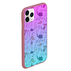 Чехол iPhone 11 Pro матовый Котики в полете, цвет: 3D-малиновый — фото 2