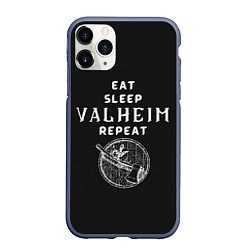 Чехол iPhone 11 Pro матовый Eat Sleep Valheim Repeat