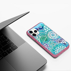 Чехол iPhone 11 Pro матовый Цветочный узор, цвет: 3D-малиновый — фото 2